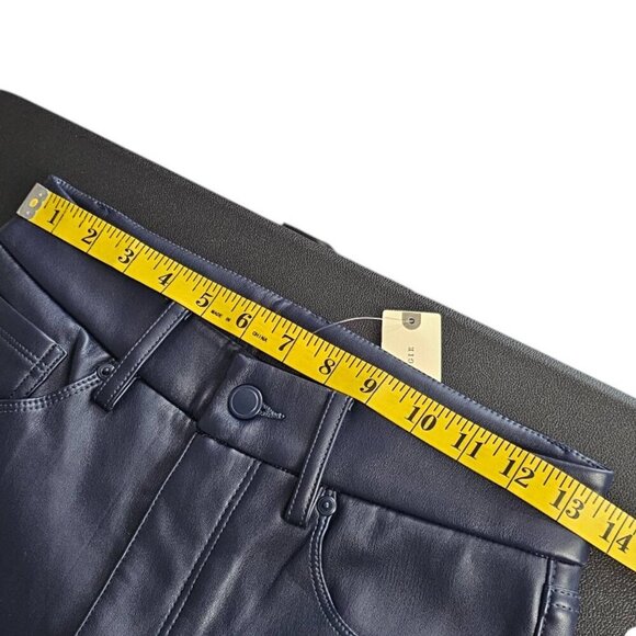 Good American Better Than Leather Faux Leather Pants, Blue, Straight Leg, Size 6 - Picture 5 of 10